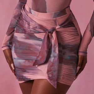 OH POLLY Universal Wrap Front Mini Skirt in blush